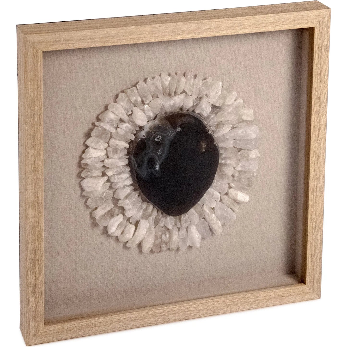 001 SI-2633401 | Additional Silo | Agate Neutral Stone Wall Art by Zentique in natural stone and brown. Made from natural geode, linen, wood, mdf in a unique style.