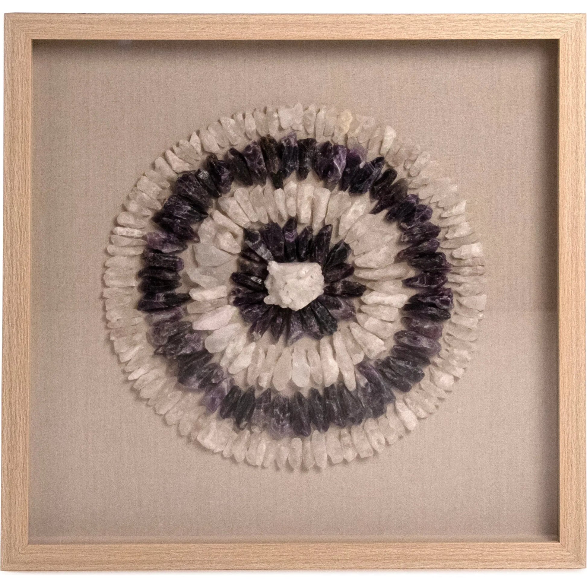 Christal Stone Wall Art by Zentique in natural stone and brown. Made from natural geode, linen, wood, mdf in a unique style.