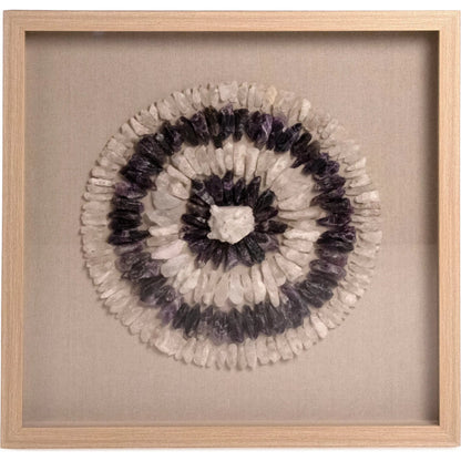 Christal Stone Wall Art by Zentique in natural stone and brown. Made from natural geode, linen, wood, mdf in a unique style.