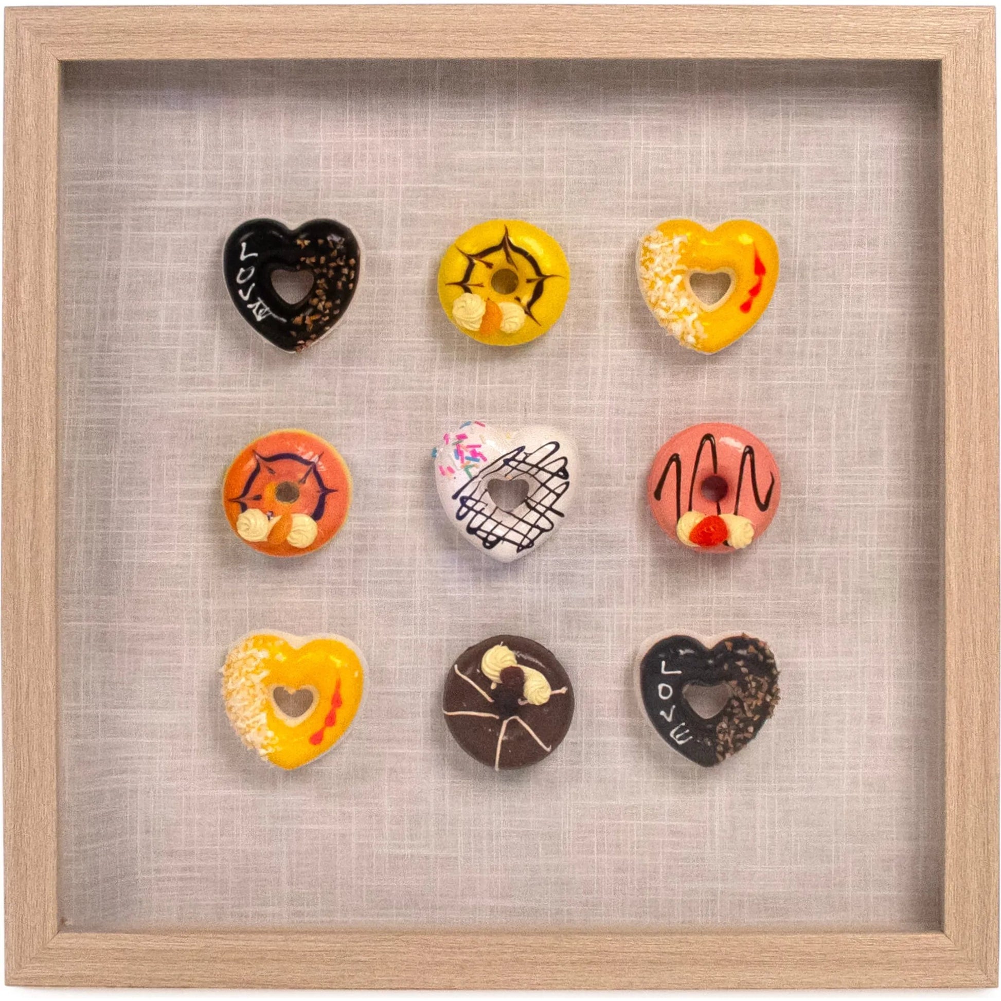 Acrylic Donut Wall Art by Zentique in natural stone and brown. Made from natural geode, linen, wood, mdf in a unique style.
