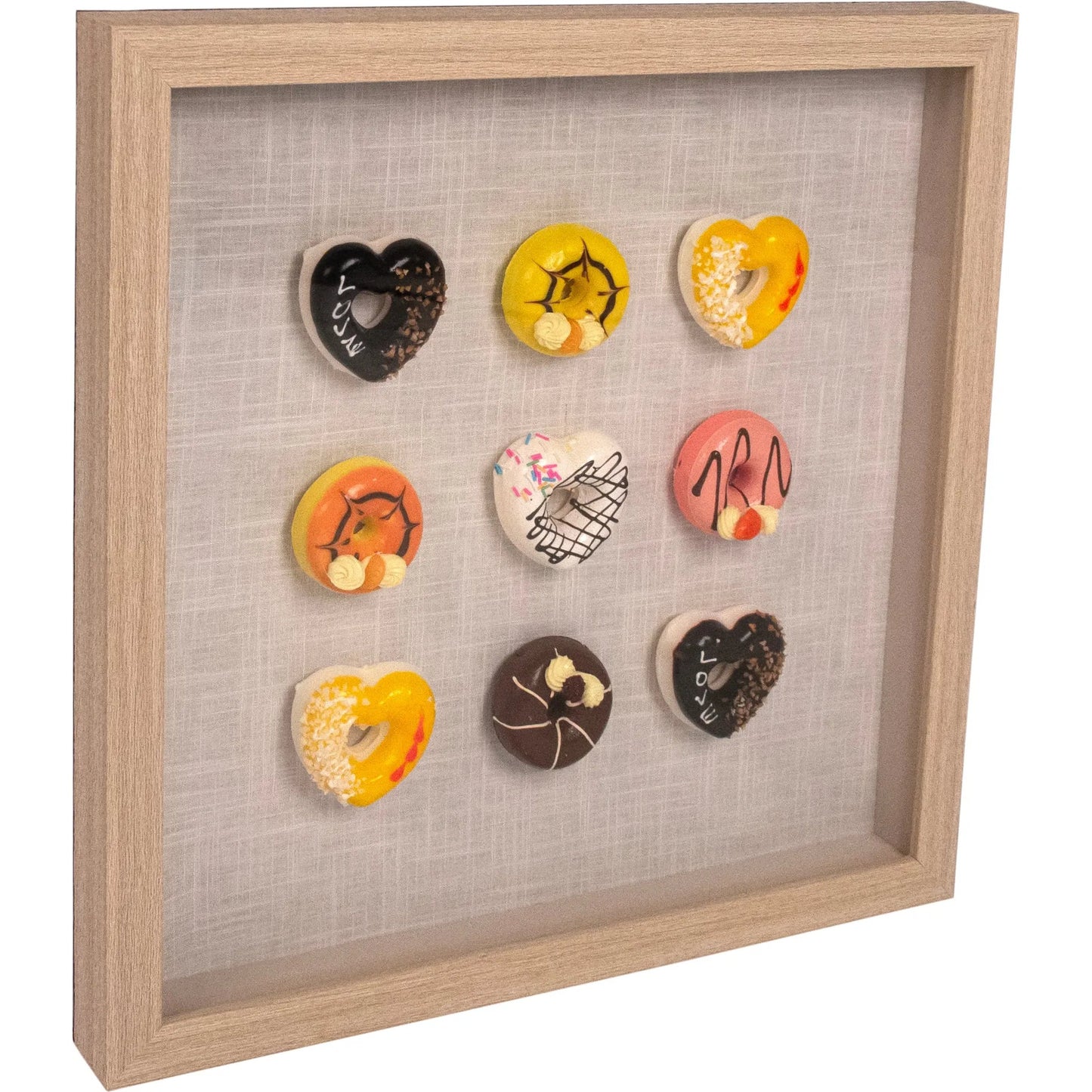 001 SI-2633403 | Additional Silo | Acrylic Donut Wall Art by Zentique in natural stone and brown. Made from natural geode, linen, wood, mdf in a unique style.