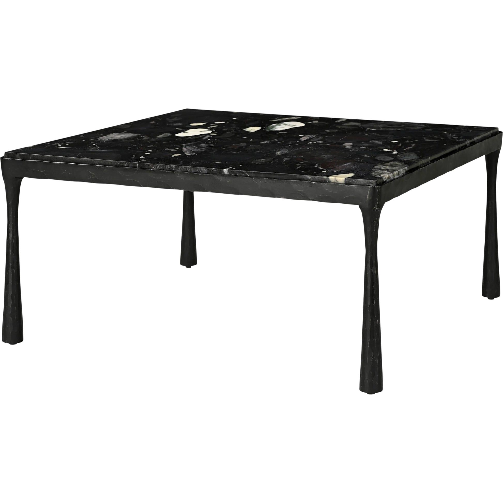 Zeena Coffee Table by Surya in black and painted, lacquered. Made from marble, iron in a unique style.