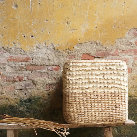 Woven Square Ottoman by Zentique. Made from unique in a rustic style.