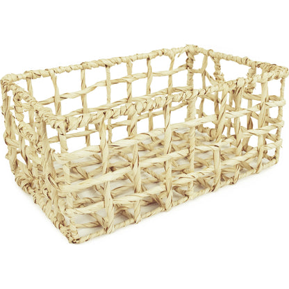 Woven Basket by Zentique in light brown. Made from corn husk leaf, metal in a unique style.