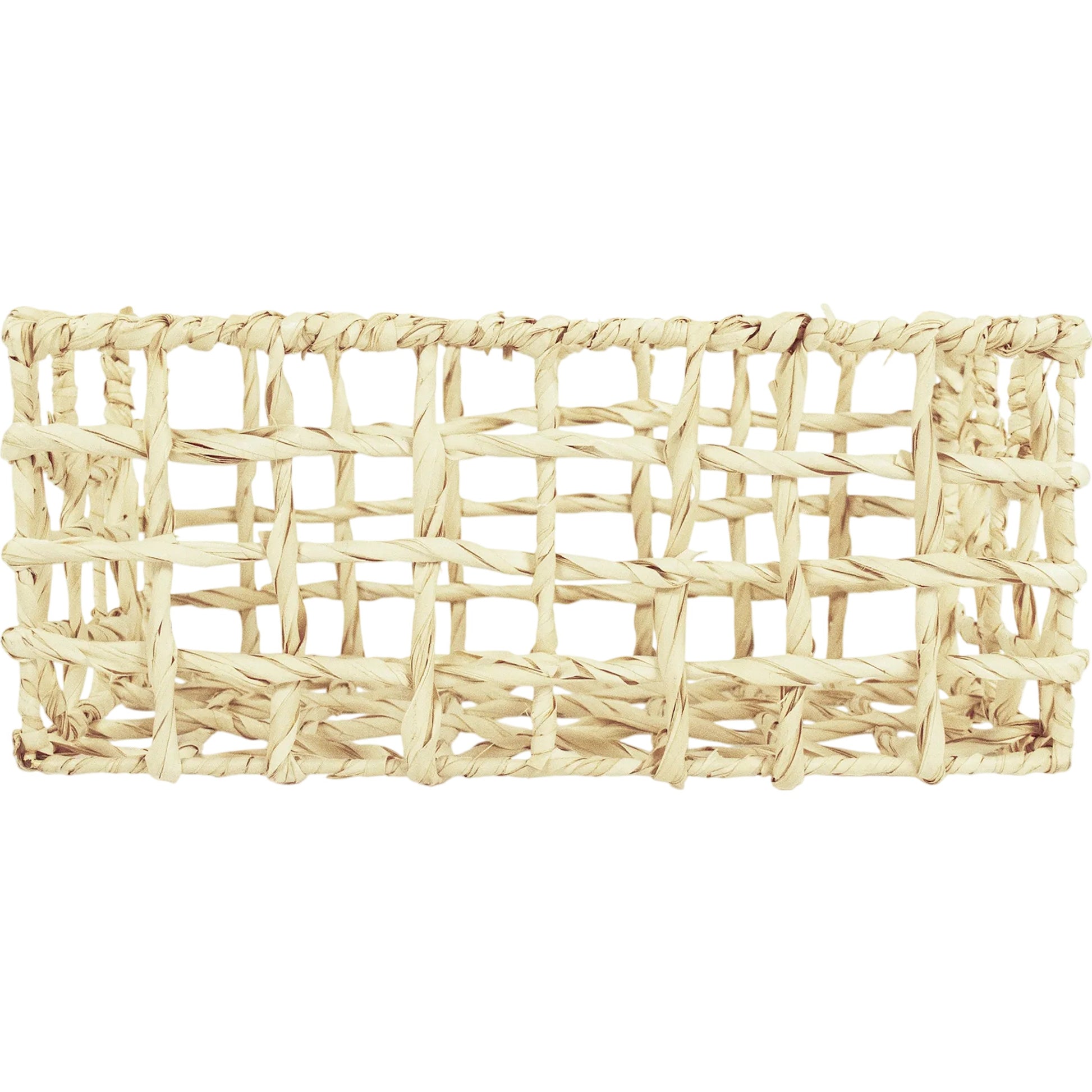 Woven Basket by Zentique in light brown. Made from corn husk leaf, metal in a unique style.