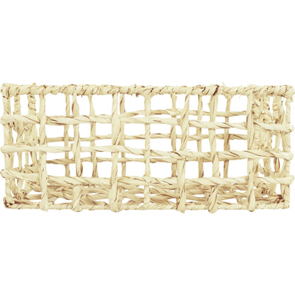 Woven Basket by Zentique in light brown. Made from corn husk leaf, metal in a unique style.