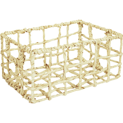Woven Husk Basket by Zentique in light brown. Made from corn husk leaf, metal in a rustic style.