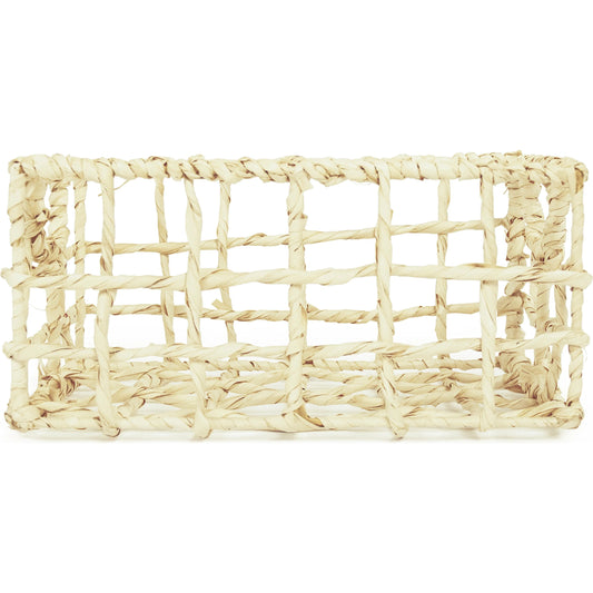 Woven Husk Basket by Zentique in light brown. Made from corn husk leaf, metal in a rustic style.