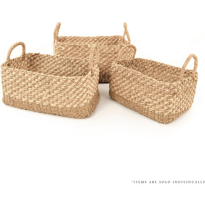Woven Basket by Zentique in beige, brown. Made from seagrass, palm leaf in a unique style.