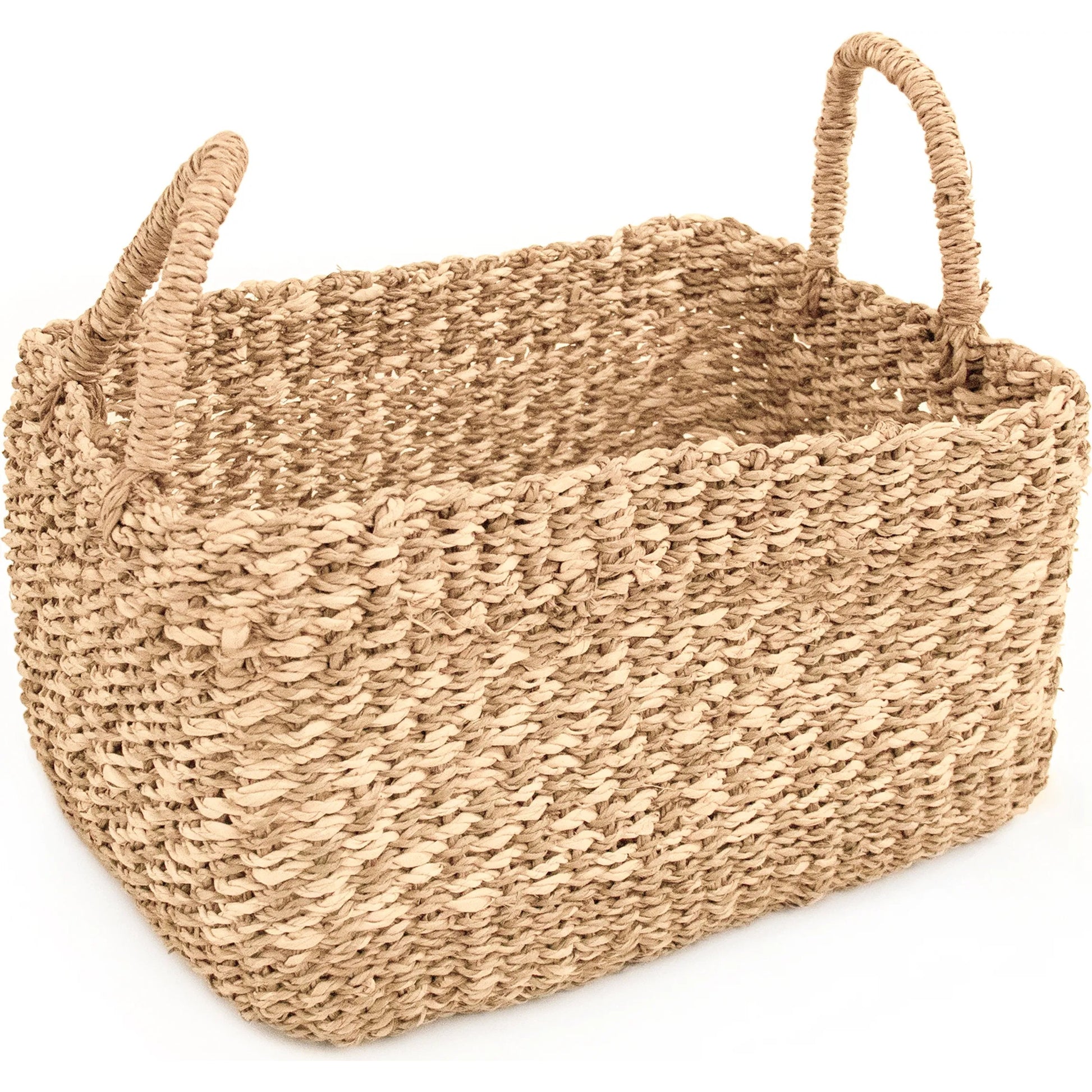 Woven Basket by Zentique in beige, brown. Made from seagrass, palm leaf in a unique style.
