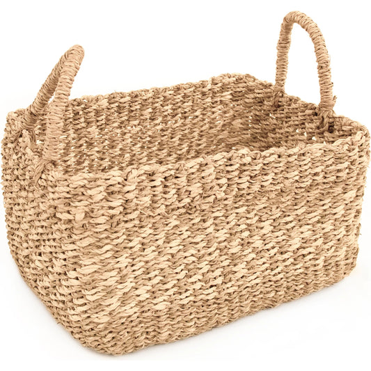 Woven Basket by Zentique in beige, brown. Made from seagrass, palm leaf in a unique style.
