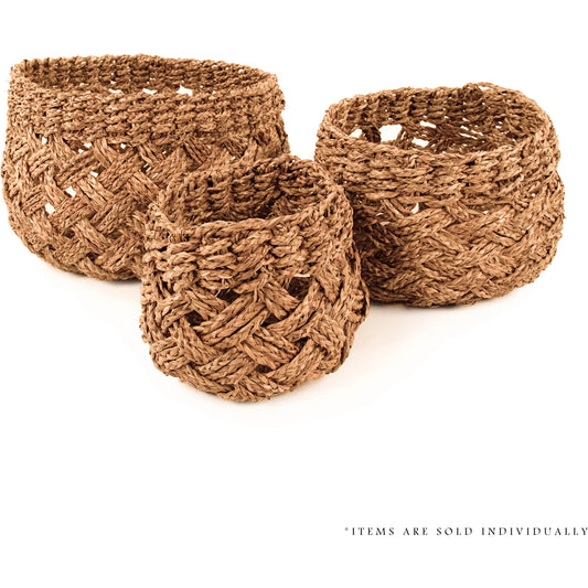 Woven Seagrass Basket by Zentique in dark brown. Made from seagrass in a rustic style.