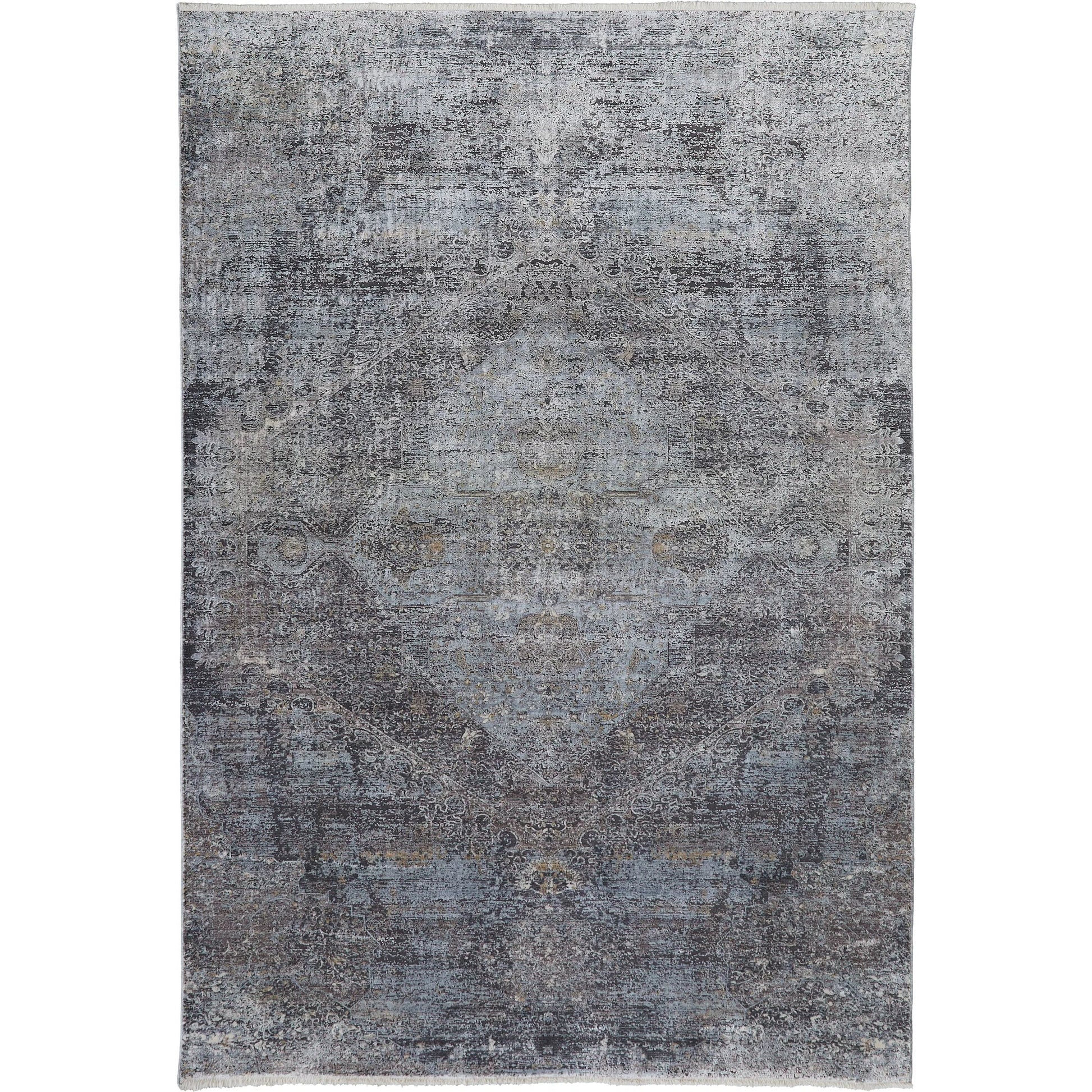 Sarrant Transitional Rug - 3963F by Feizy in gray, silver, ivory. Made from viscose, polyester in a unique style.