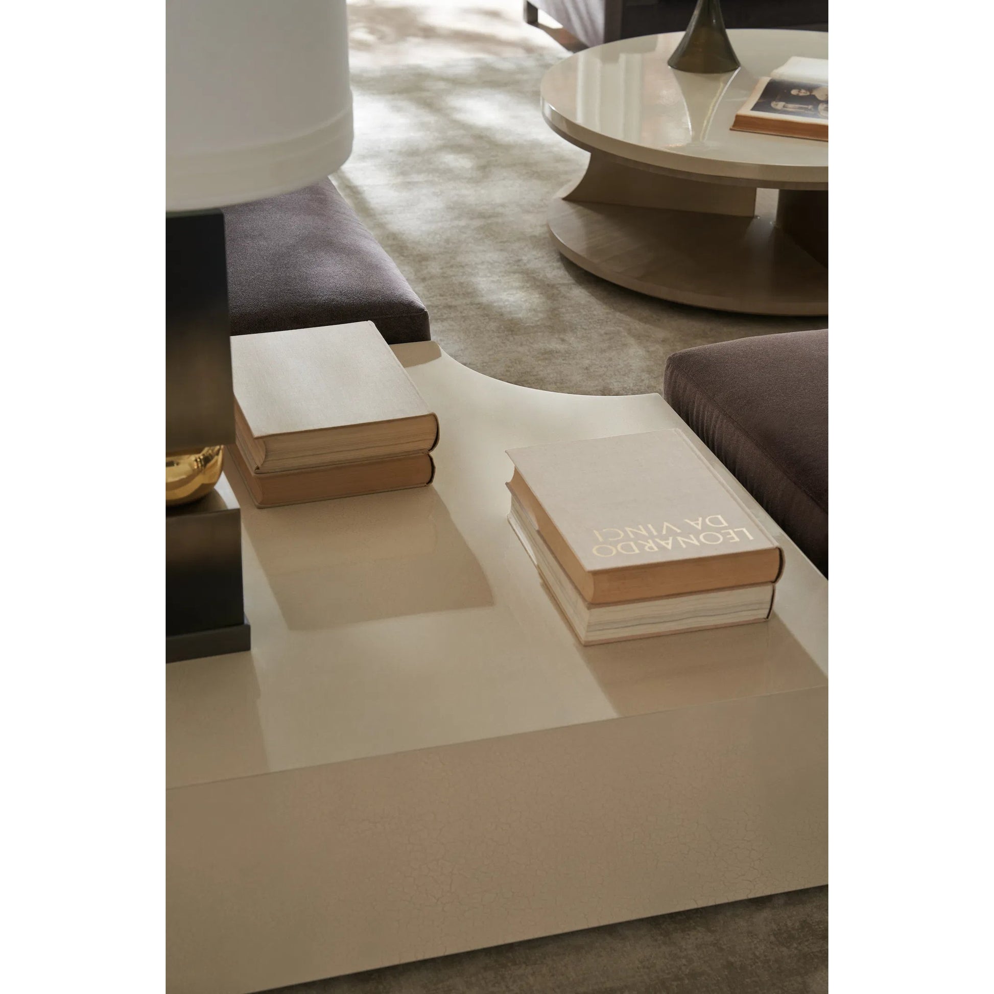 Buttoned Up Side Table by Caracole in ivory and ivory craze, ivory. Made from poplar in a unique style.