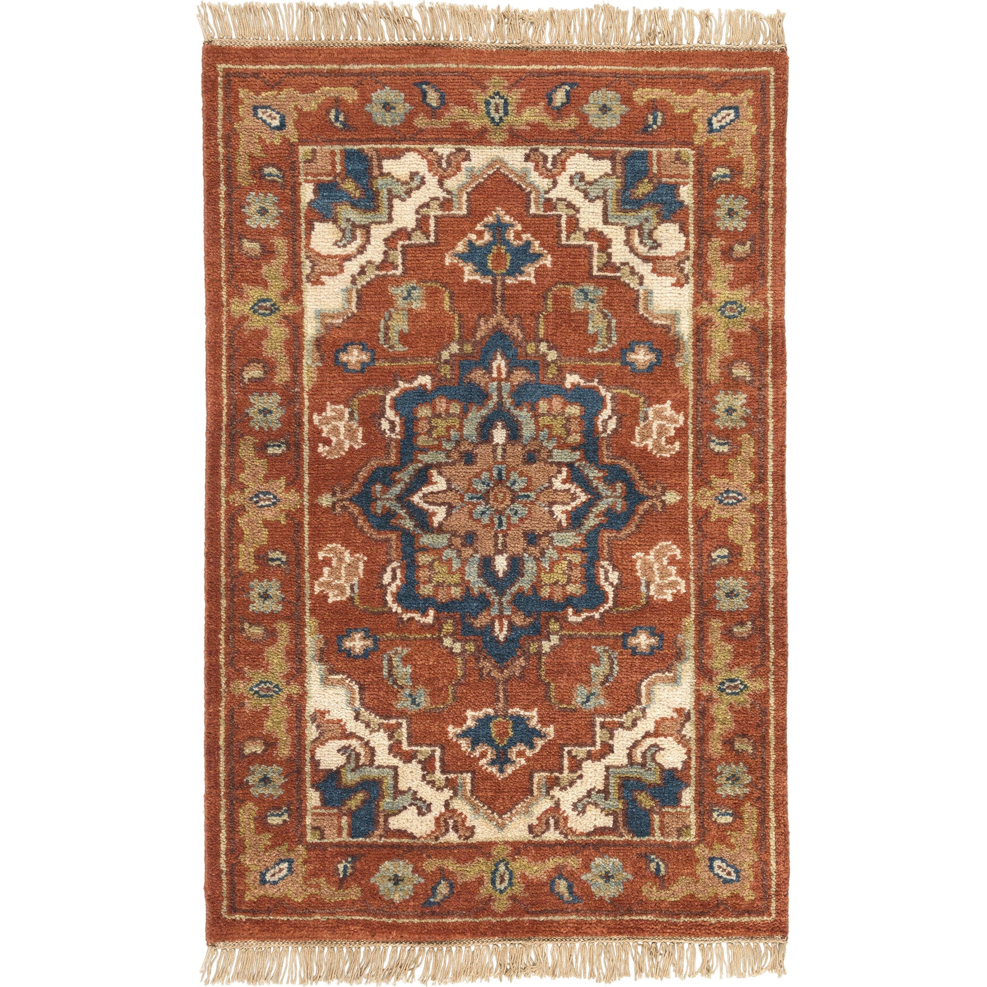 Zeus Rug - 1667 by Surya in rust, light beige, mauve, olive, ink blue, lavender. Made from 100% wool in a unique style.