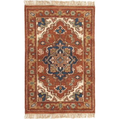 Zeus Rug - 1667 by Surya in rust, light beige, mauve, olive, ink blue, lavender. Made from 100% wool in a unique style.