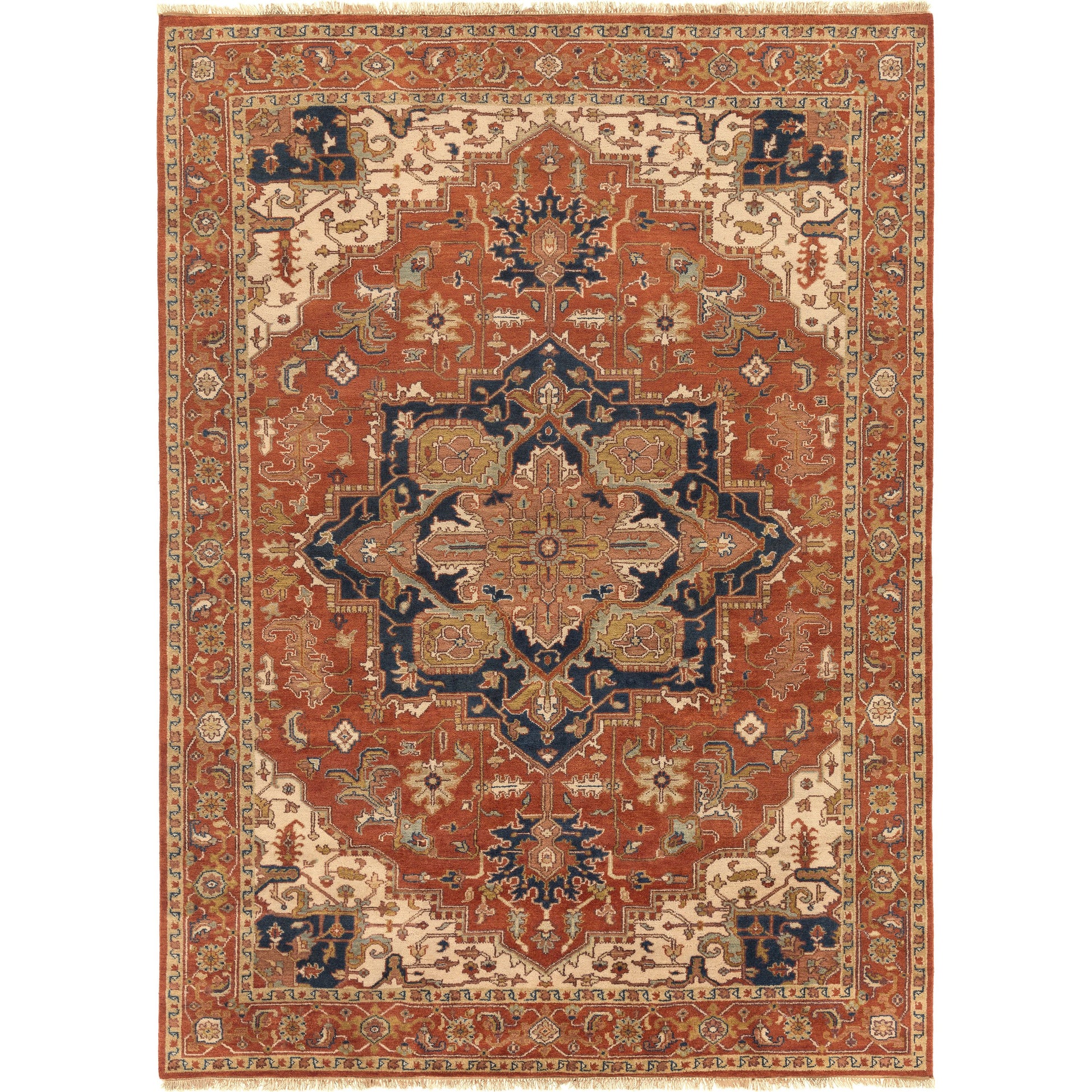 Zeus Rug - 1667 by Surya in rust, light beige, mauve, olive, ink blue, lavender. Made from 100% wool in a unique style.