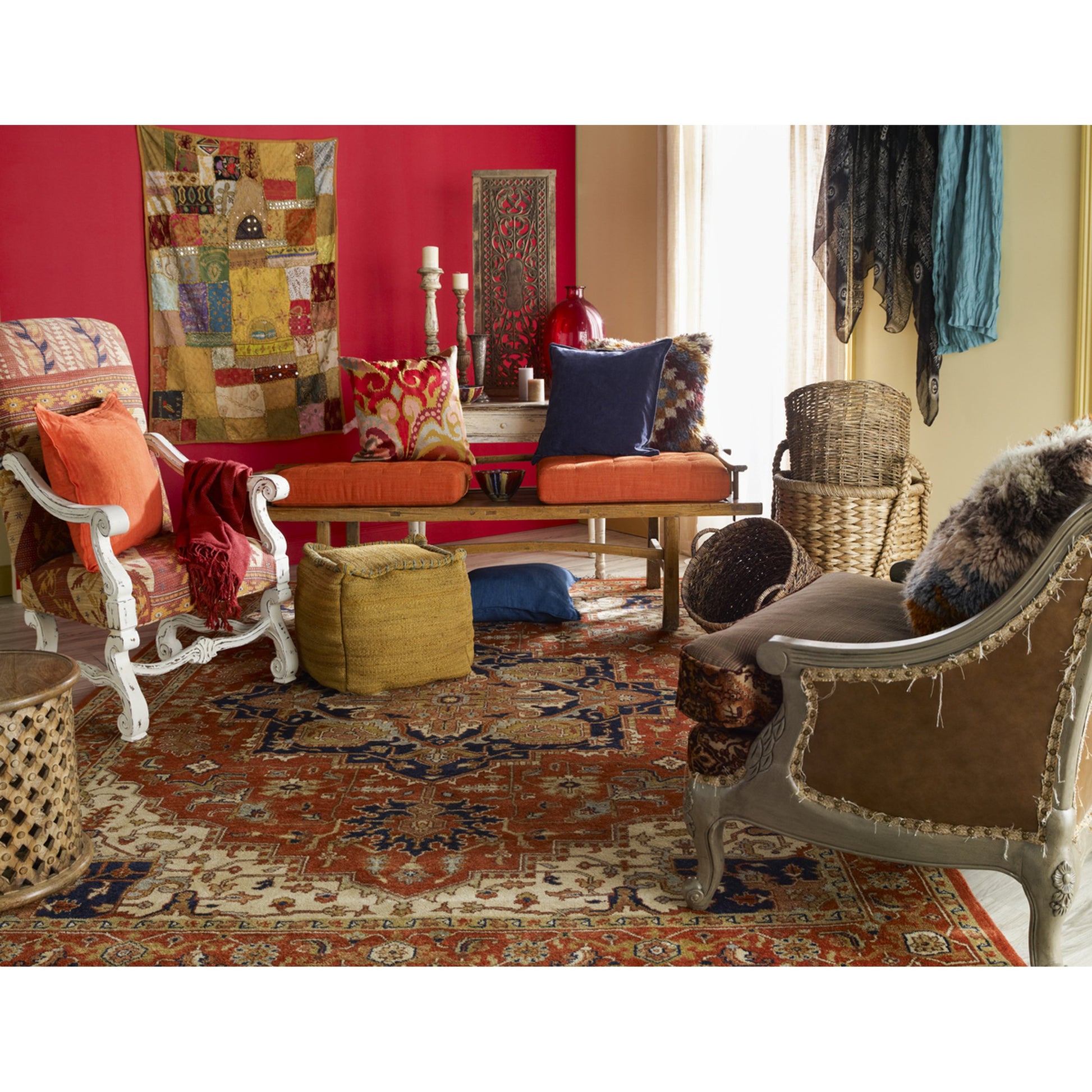 Zeus Rug - 1667 by Surya in rust, light beige, mauve, olive, ink blue, lavender. Made from 100% wool in a unique style.