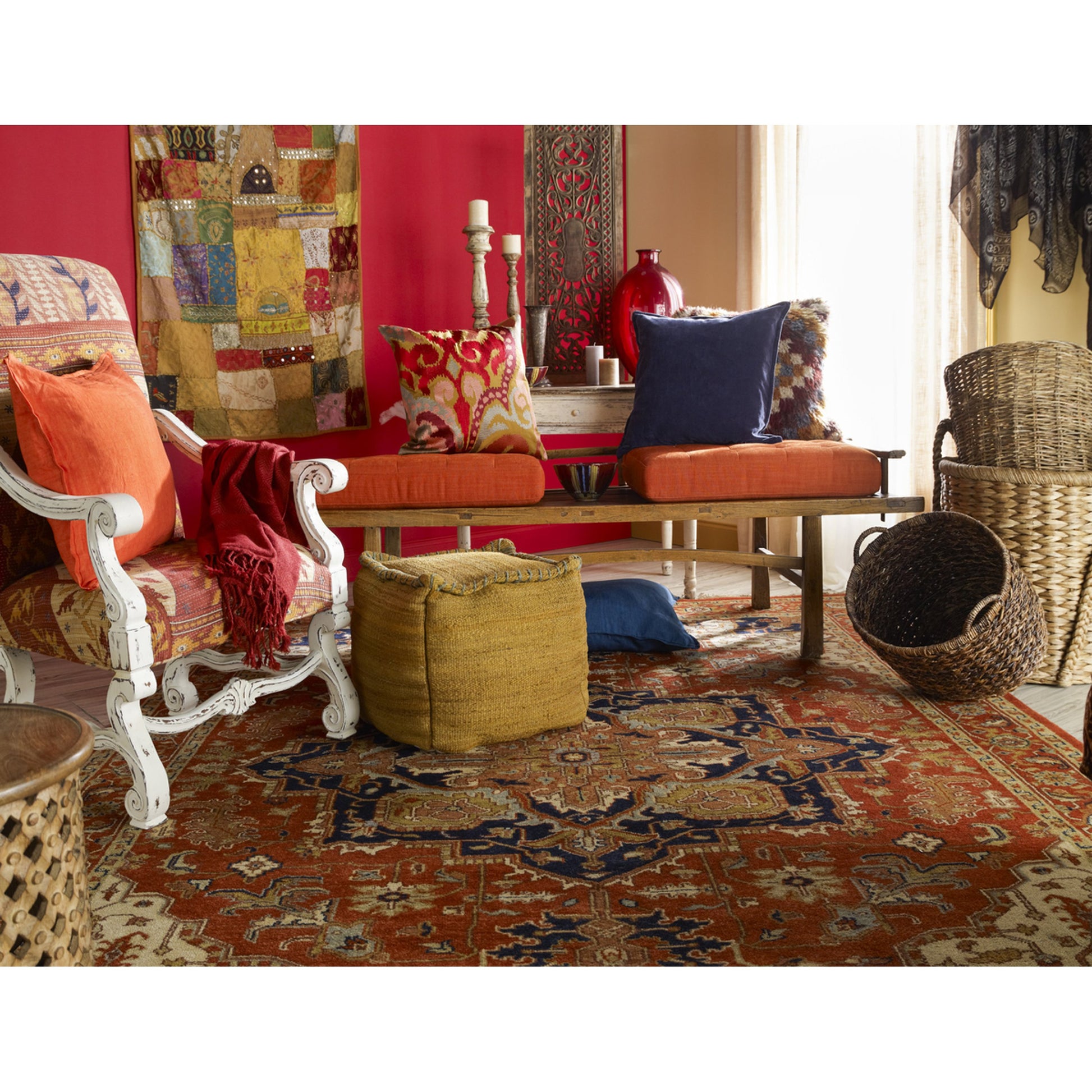 Zeus Rug - 1667 by Surya in rust, light beige, mauve, olive, ink blue, lavender. Made from 100% wool in a unique style.