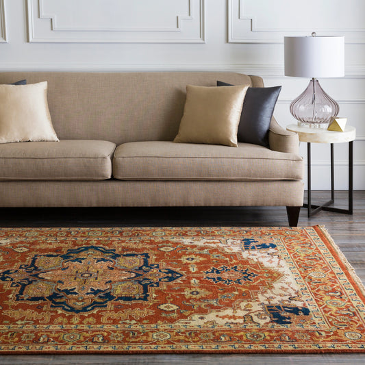 Zeus Rug - 1667 by Surya in rust, light beige, mauve, olive, ink blue, lavender. Made from 100% wool in a uniqu