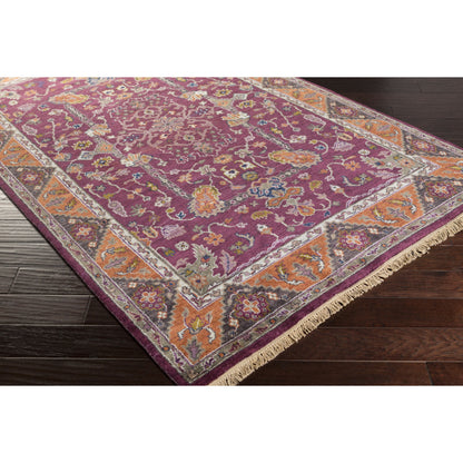 ZEU-7821 Rug by Surya in plum, rust, lavender, taupe, mauve, tan. Made from 100% wool in a unique style.