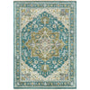 Deep Teal, Light Olive, Ivory, Teal, Seafoam, Dark Blue / 5'6" x 8'6"
