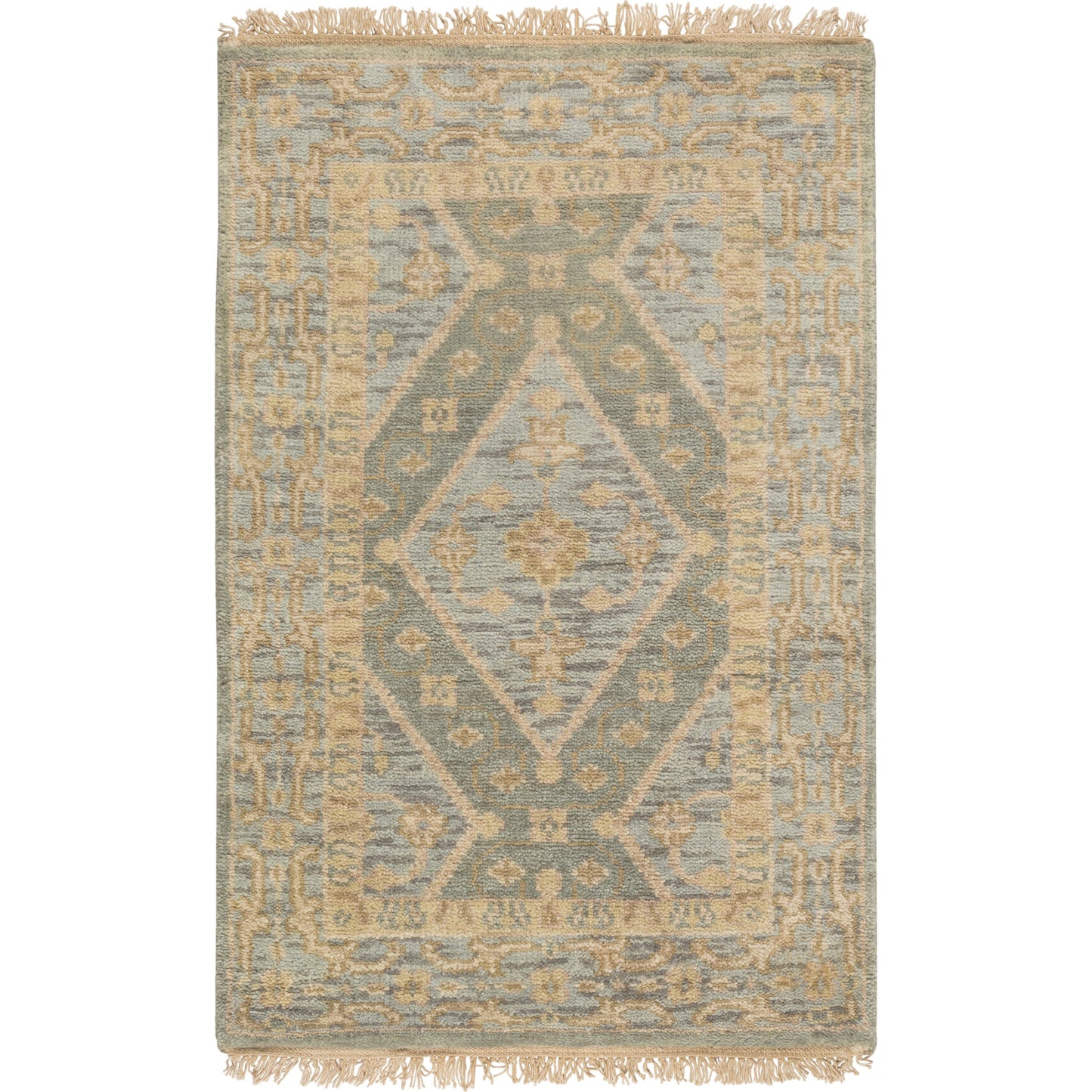 001 55930-9991 | Primary Silo | Zeus Rug - 12623 by Surya in sage, denim, beige, light brown. Made from 100% wool in a unique style.