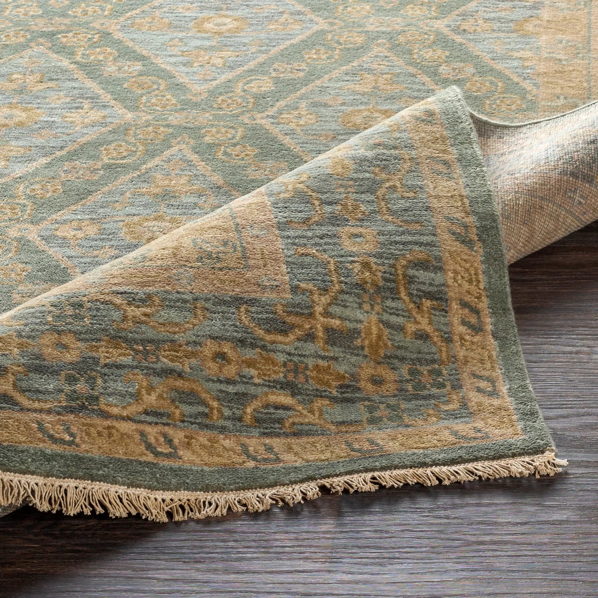 Zeus Rug - 12623 by Surya in sage, denim, beige, light brown. Made from 100% wool in a unique style.