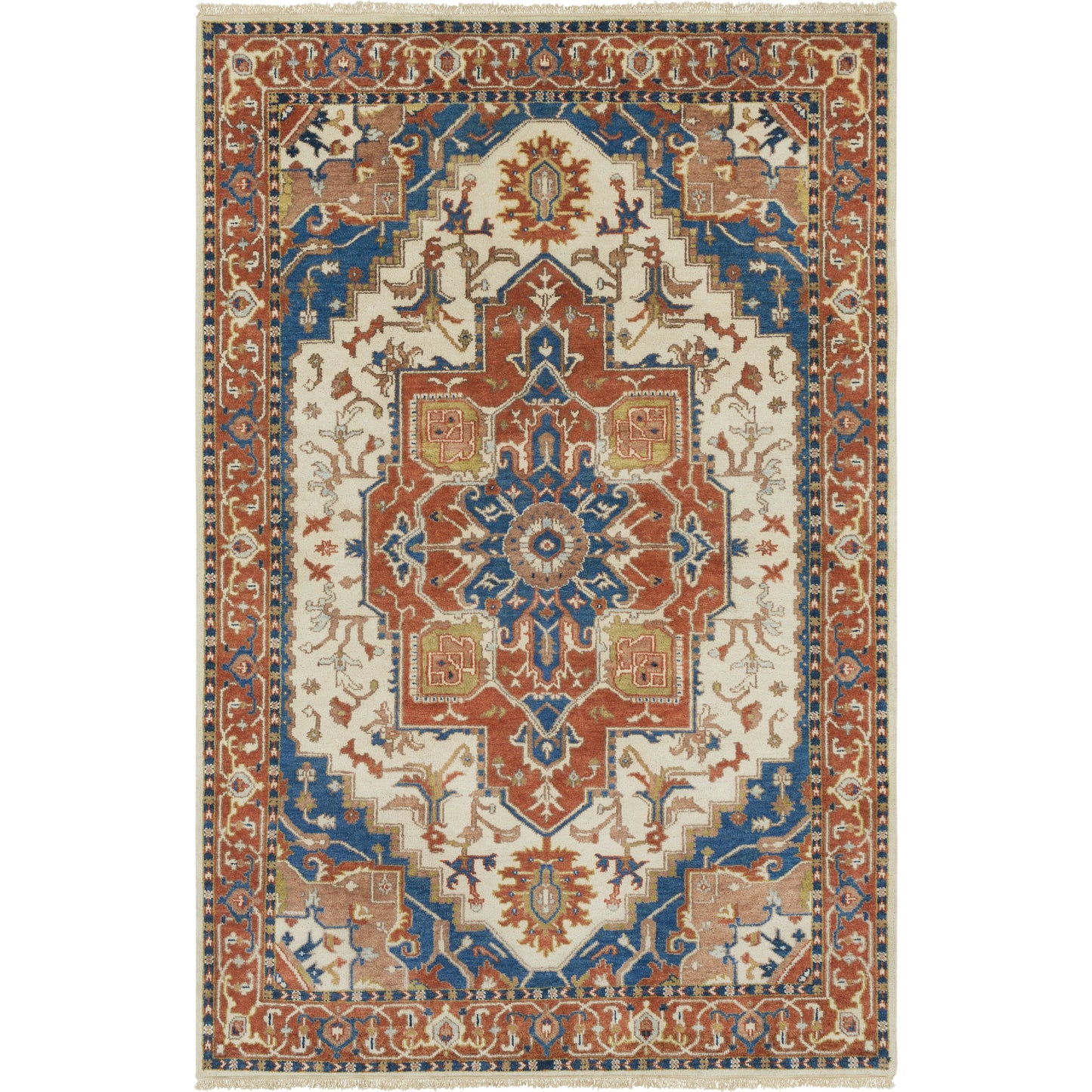 001 92346-9991,92346-9992 | Primary Silo | Zeus Rug - 21801 by Surya in burnt orange, blue, tan. Made from 100% wool in a unique style.