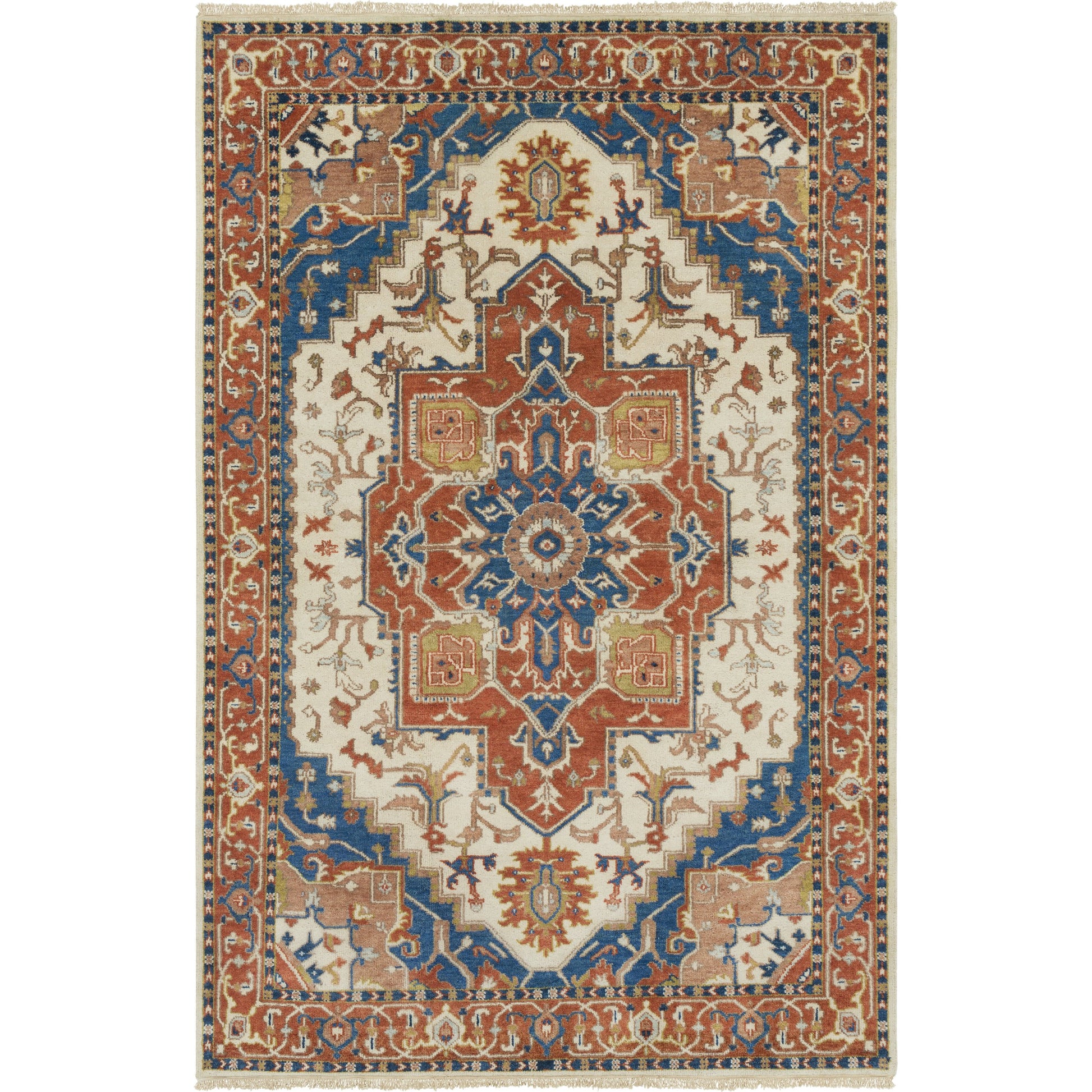 Zeus Rug - 21801 by Surya in burnt orange, blue, tan. Made from 100% wool in a unique style.