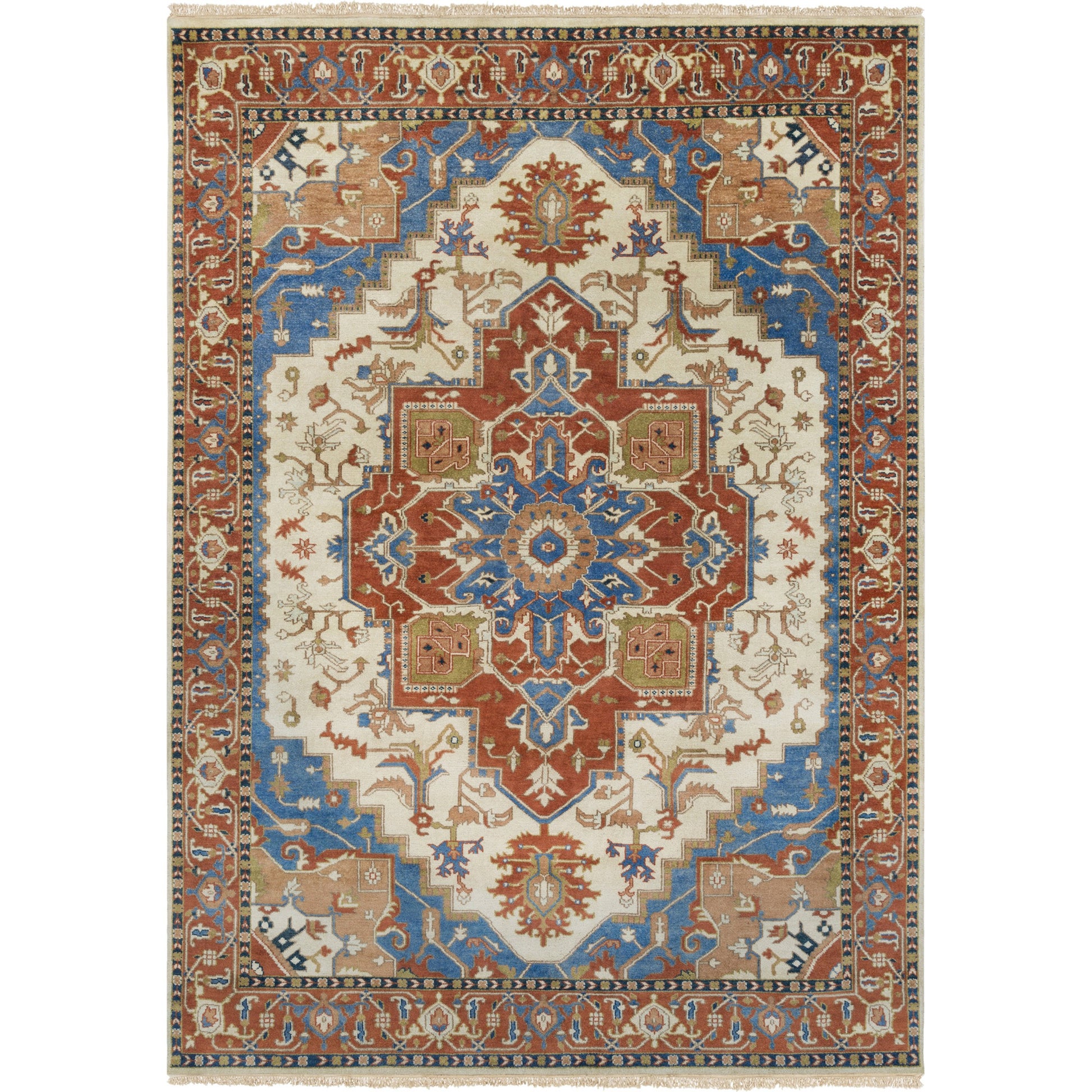 Zeus Rug - 21801 by Surya in burnt orange, blue, tan. Made from 100% wool in a unique style.