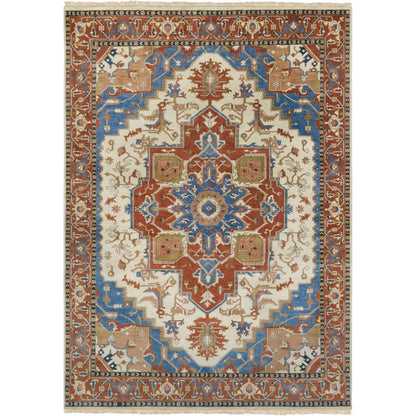 Zeus Rug - 21801 by Surya in burnt orange, blue, tan. Made from 100% wool in a unique style.