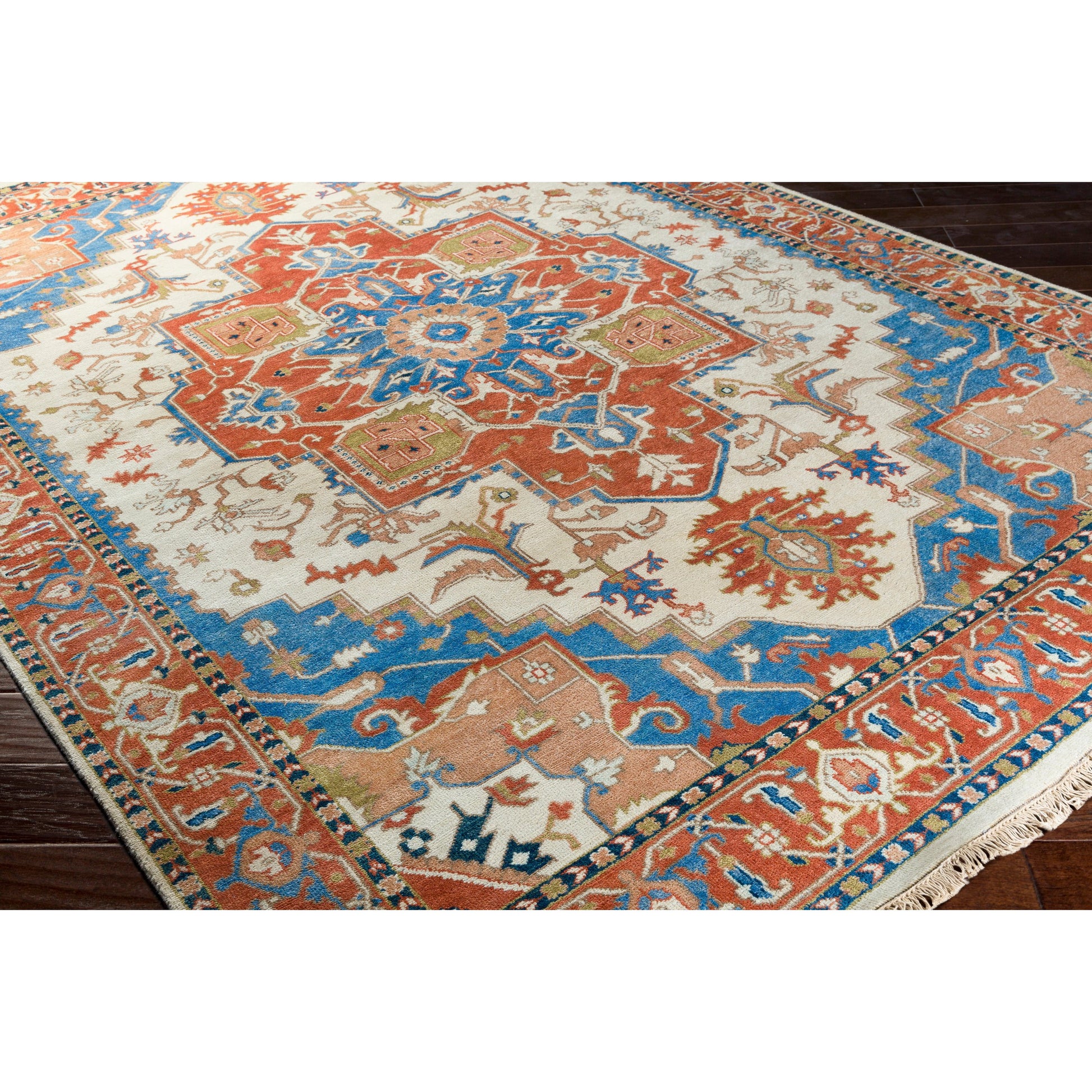 Zeus Rug - 21801 by Surya in burnt orange, blue, tan. Made from 100% wool in a unique style.