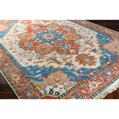 Zeus Rug - 21801 by Surya in burnt orange, blue, tan. Made from 100% wool in a unique style.