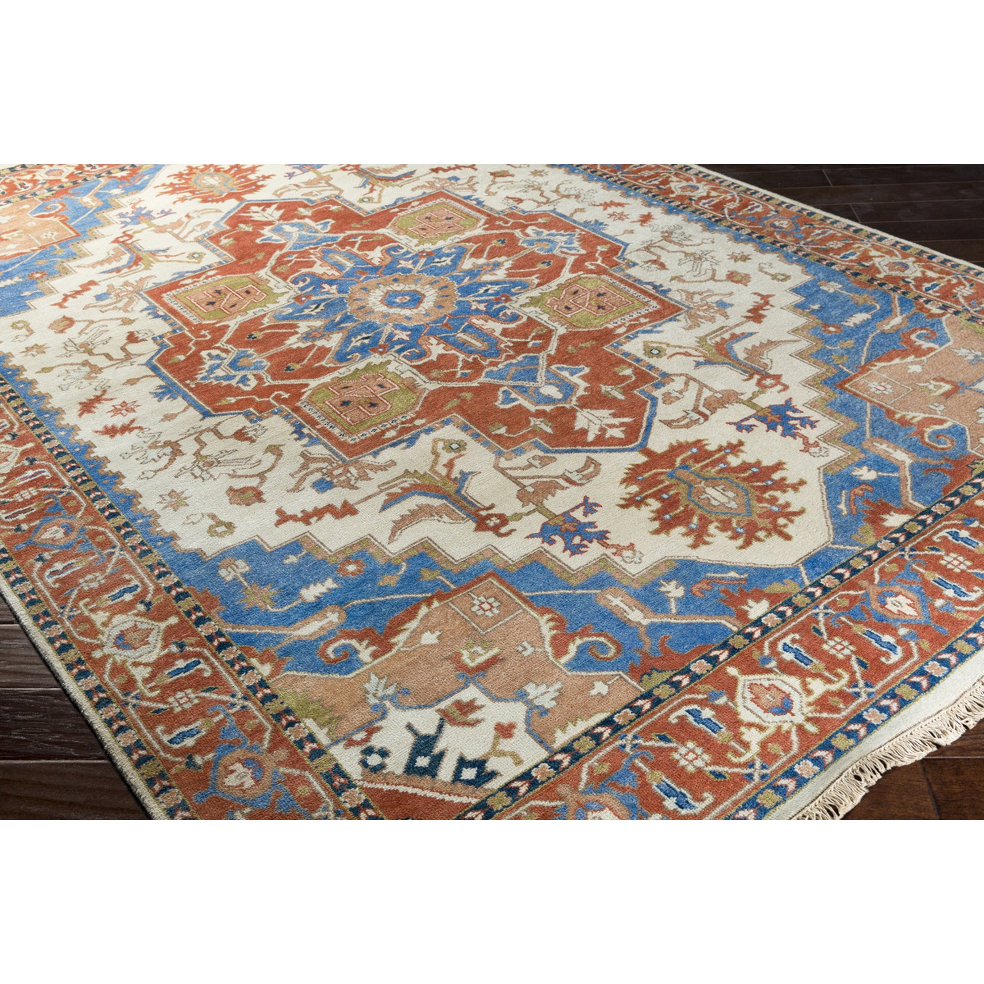 Zeus Rug - 21801 by Surya in burnt orange, blue, tan. Made from 100% wool in a unique style.