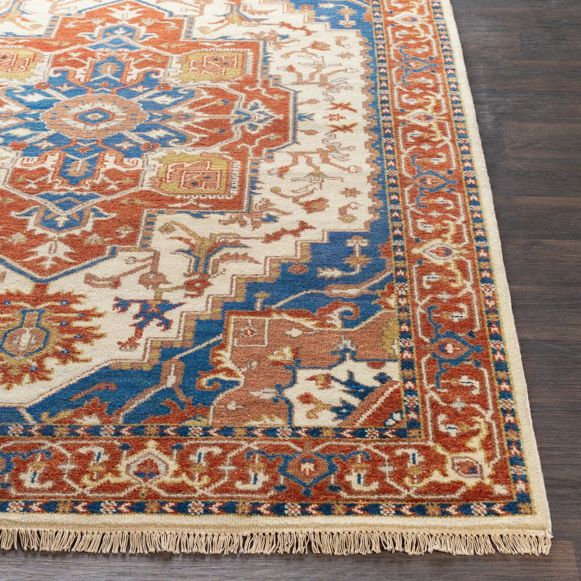 Zeus Rug - 21801 by Surya in burnt orange, blue, tan. Made from 100% wool in a unique style.