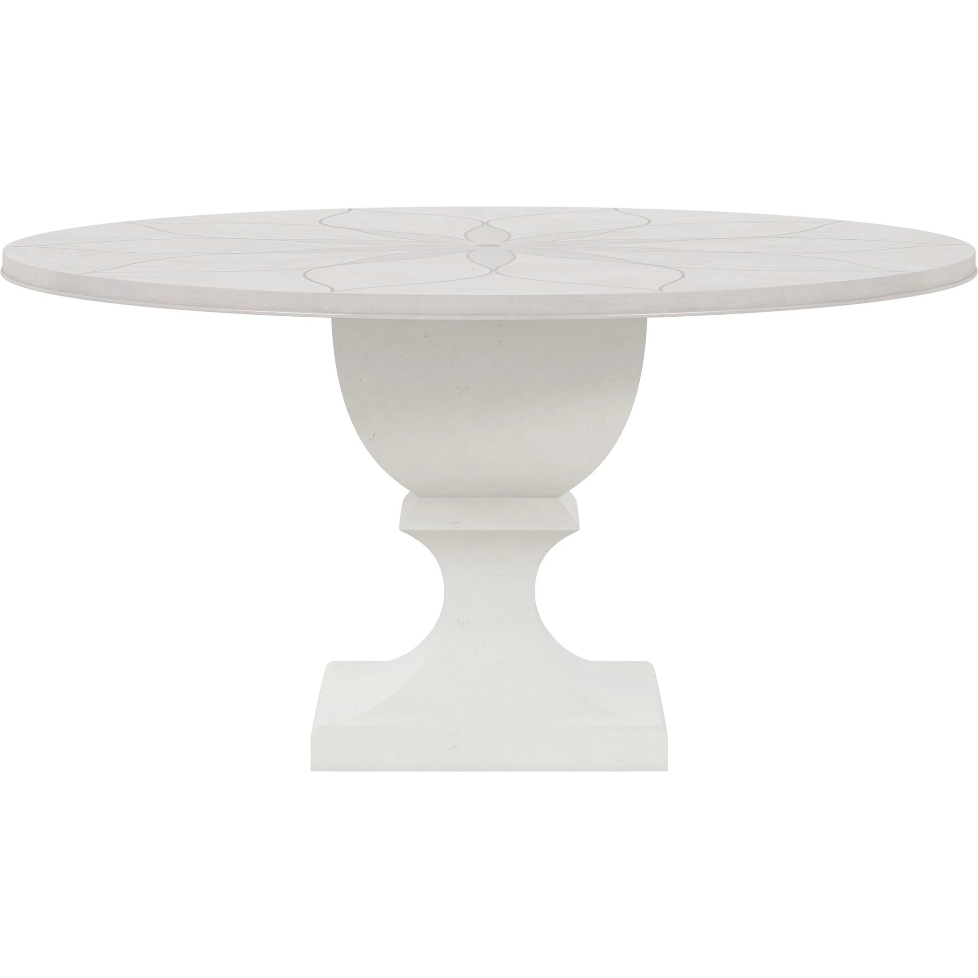 Mezzanine Round Dining Table by A.R.T. Furniture in dove gray. Made from parawood, poplar solids, maple veneer, resin in a modern style.