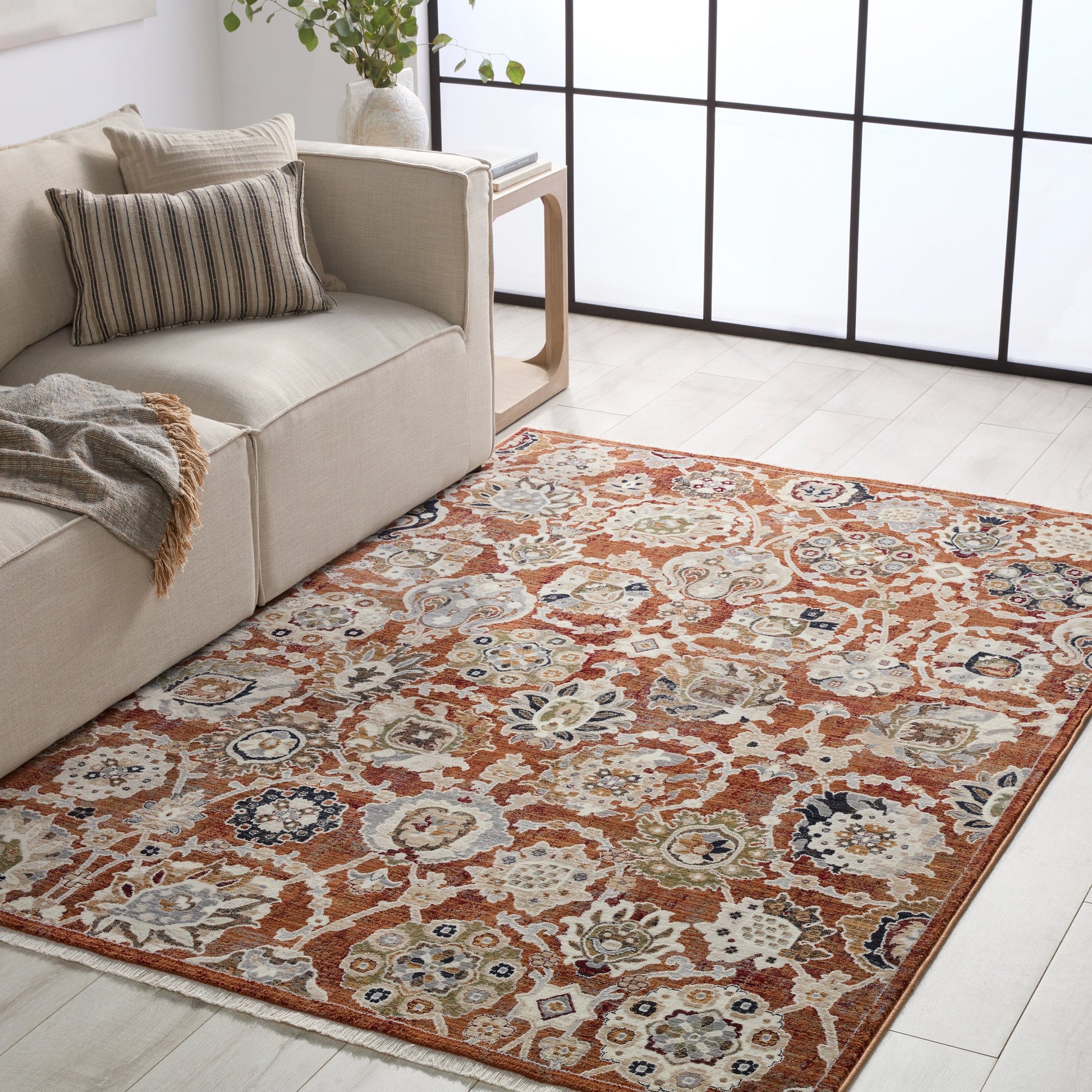 Zefira ZFA22 Rug by Jaipur Living in orange, cream. Made from 100% polypropylene in a unique style.