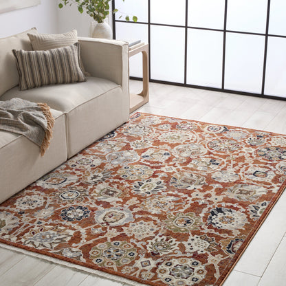Zefira ZFA22 Rug by Jaipur Living in orange, cream. Made from 100% polypropylene in a unique style.