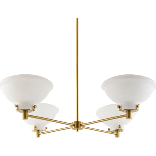 Zafira Chandelier by Surya in metallic brass, black, white and electroplated. Made from iron, glass in a unique style.