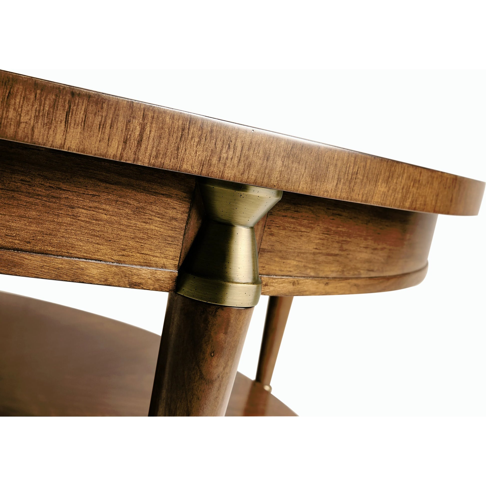 Toulouse Round Cocktail Table by Jonathan Charles in walnut. Made from walnut quarter figured veneer in a modern style.