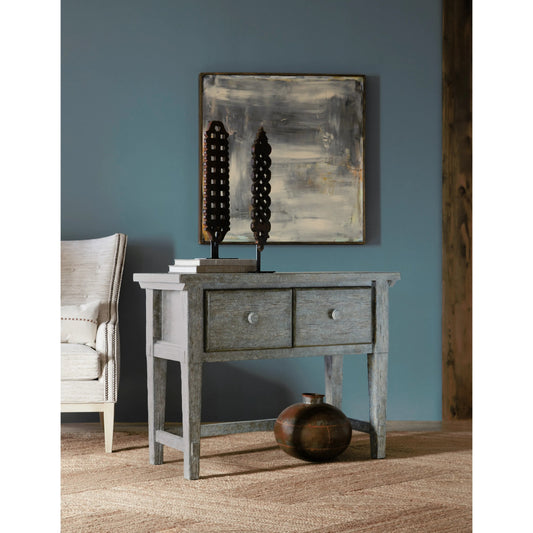 Commerce & Market Stonewashed Console by Hooker Furniture in blue and blue wood finish. Made from pine veneers in a modern style.