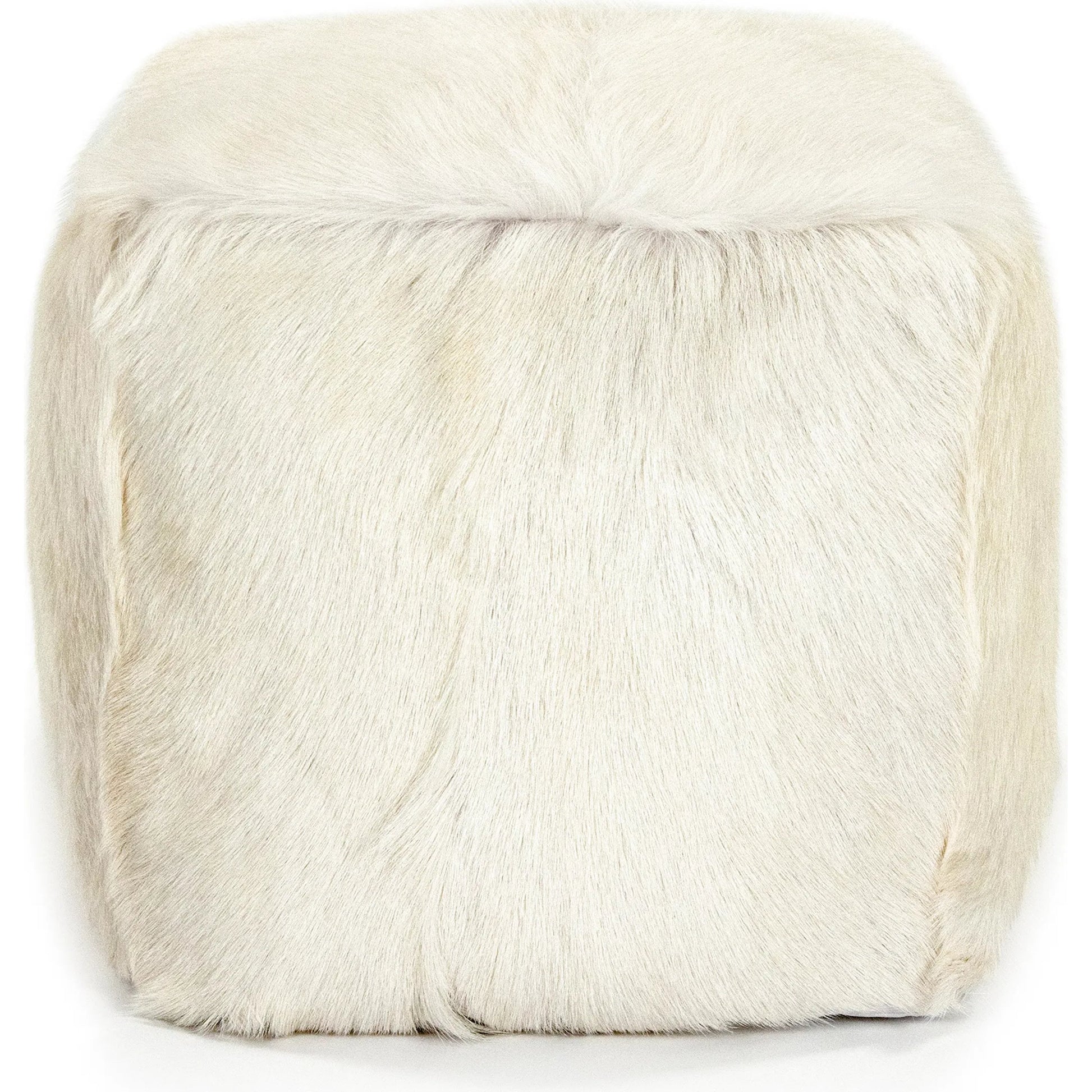 Tibetan Goat Fur Pouf by Zentique. Made from polybeans in a modern style.