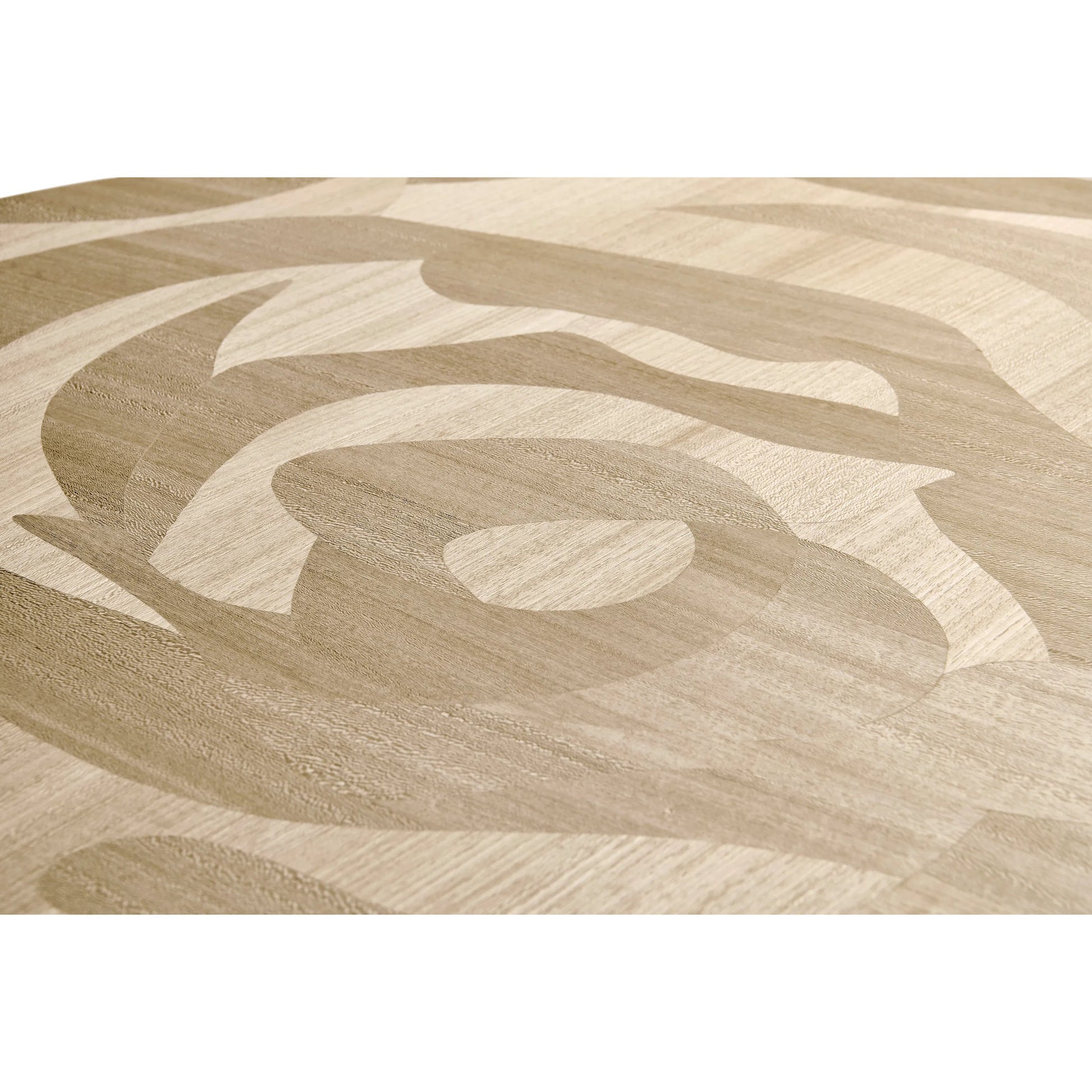Tidepool Round Cocktail Table by Jonathan Charles in beige and natural dyed koto. Made from koto veneer, stainless steel in a transitional style.