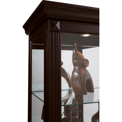 Two Way Sliding Door Curio Cabinet in Cherry Brown by Pulaski Furniture in dark cherry brown. Made from select hardwoods, primavera veneers, manufactured wood, fabric in a traditional style.