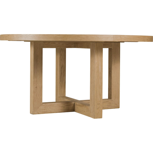 Driftwood 60" Round Dining Table by Hooker Furniture in sun-faded oak. Made from oak solids, oak veneers, fabric, 100% polyester in a transitional style.