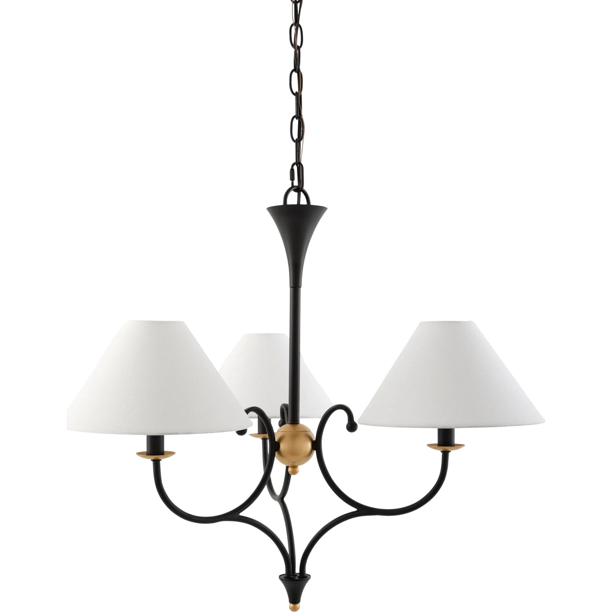 Zingari Chandelier by Surya in white, black and painted. Made from iron, linen, polyester in a unique style.