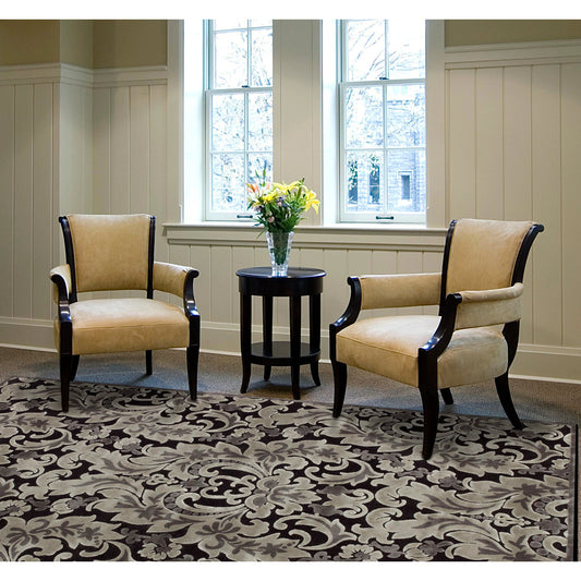 Saphir Transitional & Botanical Rug - 3788F by Feizy in taupe, black, gray. Made from unique in a unique style.