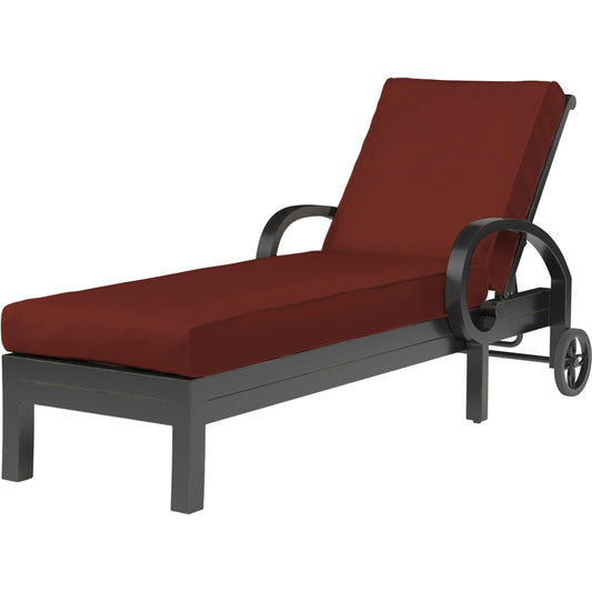 Monterey Outdoor Chaise Lounge by Sunset West in browns. Made from aluminum in a cottage & farmhouse style.