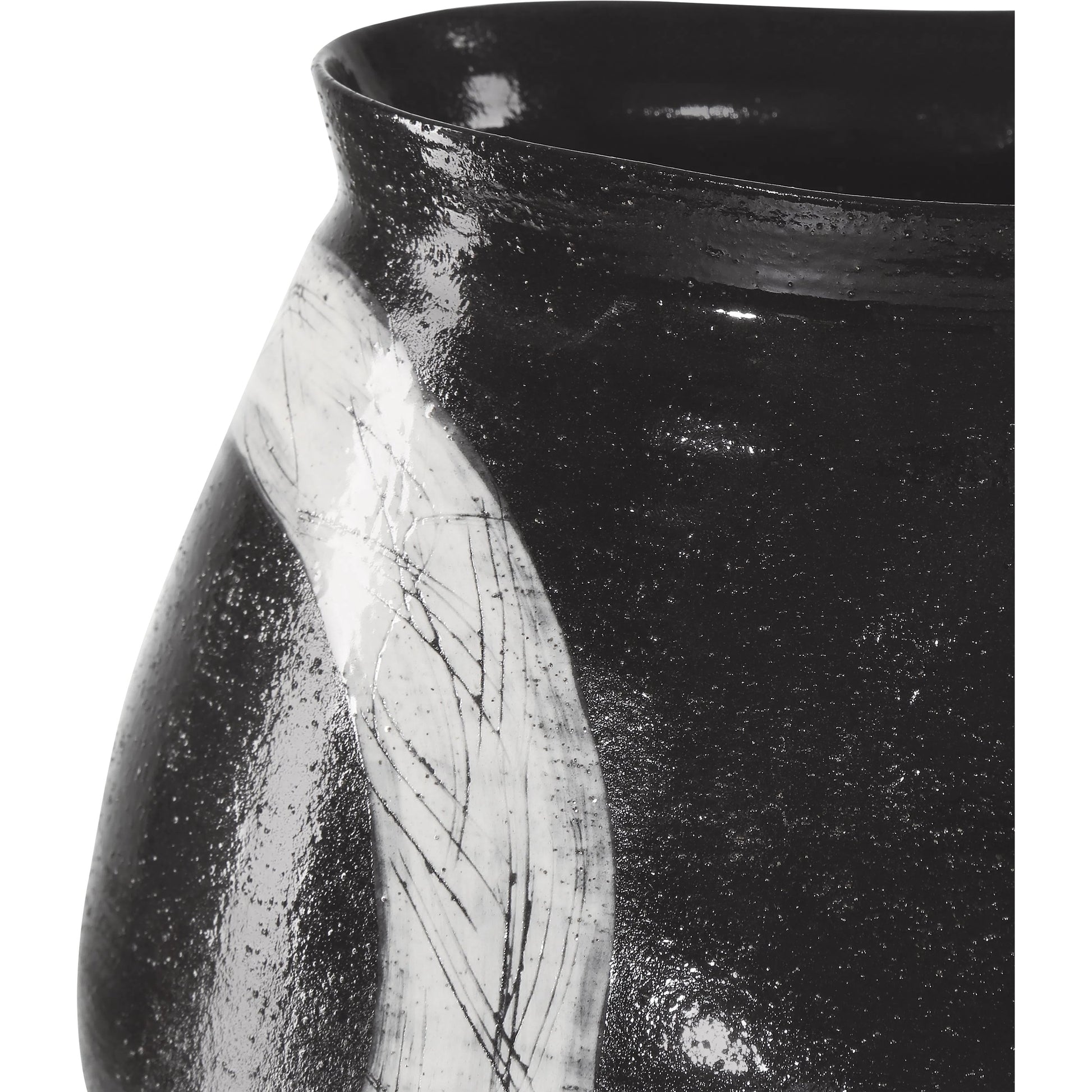 Satori Vase by Currey and Company in black, light gray. Made from porcelain in a modern style.